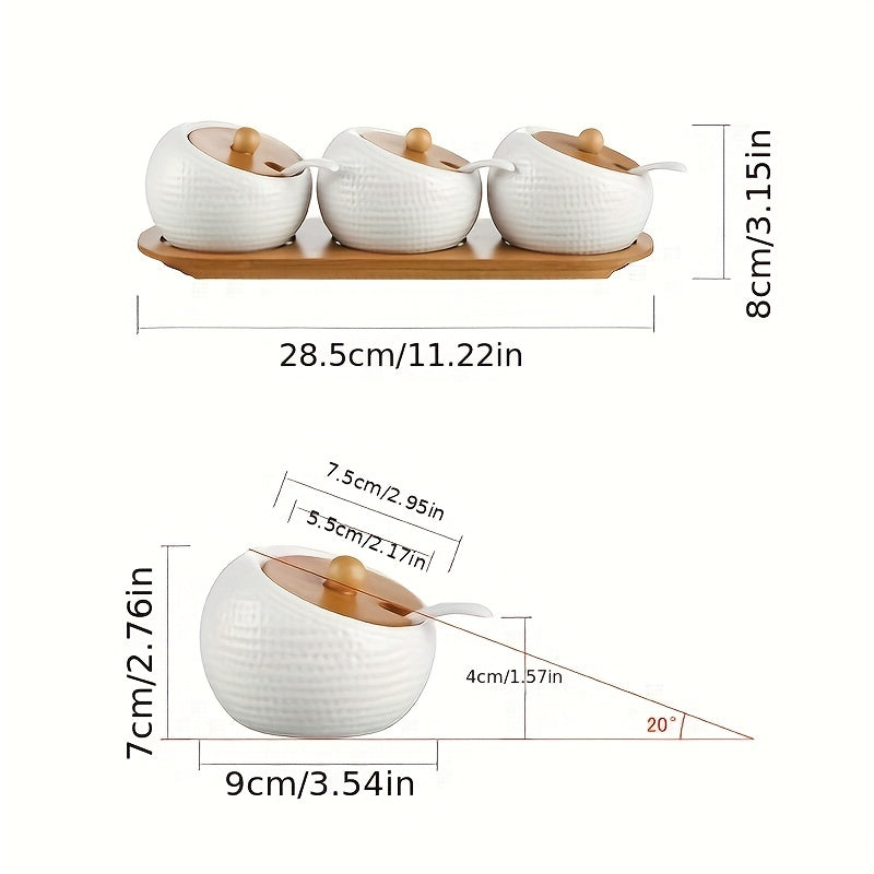 Ceramic Seasoning Jar Ensemble, 3PC Set
