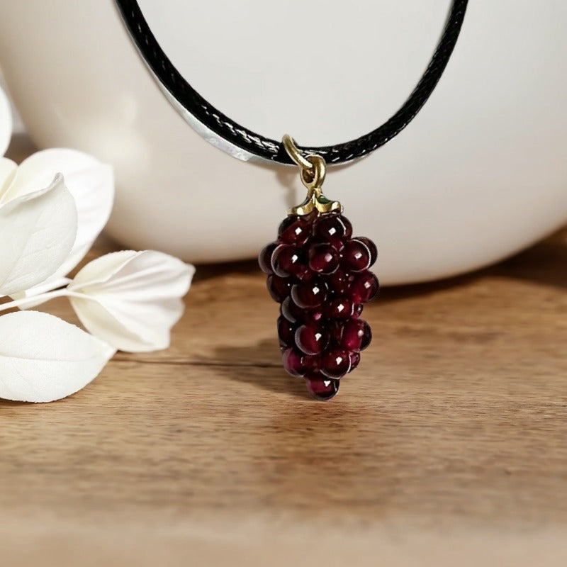 Garnet Grape Crystal Pendant Necklace