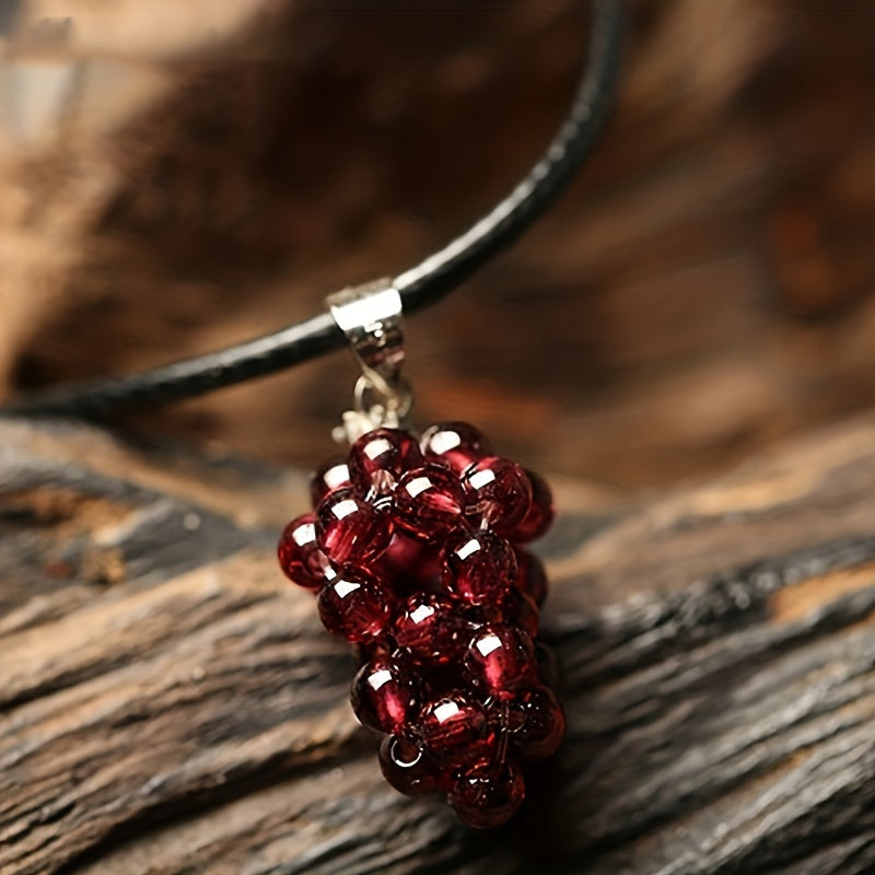 Garnet Grape Crystal Pendant Necklace
