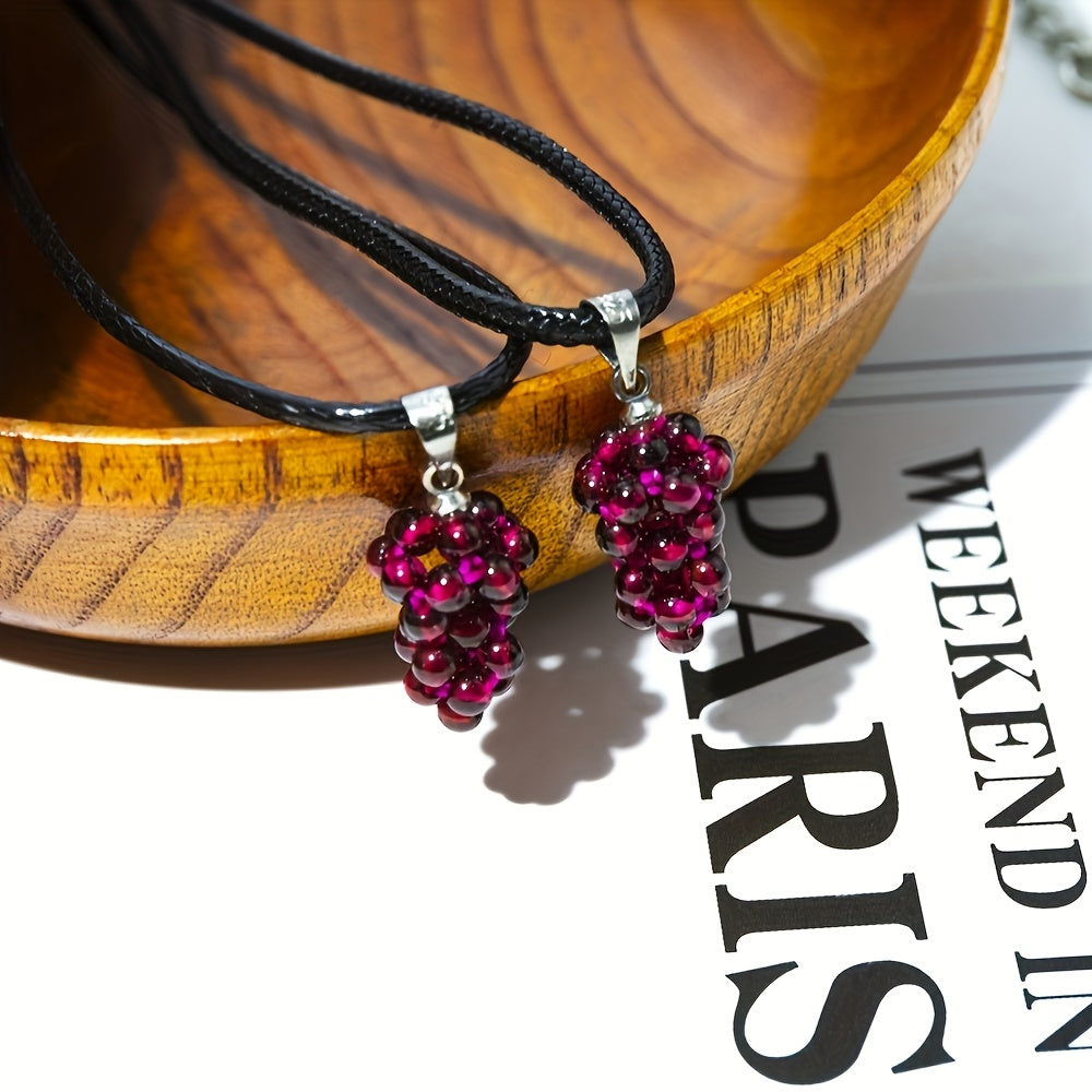 Garnet Grape Crystal Pendant Necklace