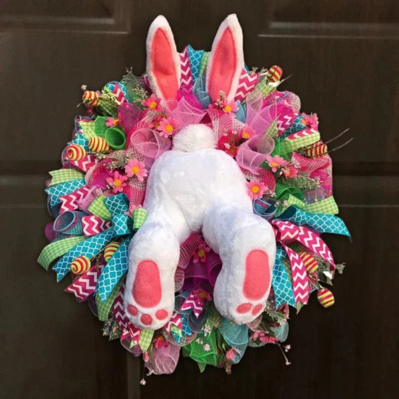 Festive Front Door Easter Bunny Wreath