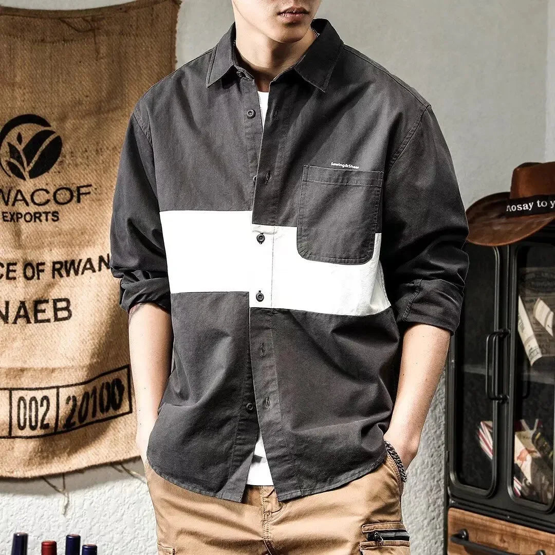 Men's Casual Long Sleeve Button-Up Shirt