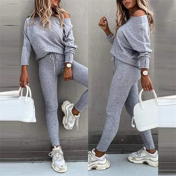 Plain Color Long Sleeve Casual Suit