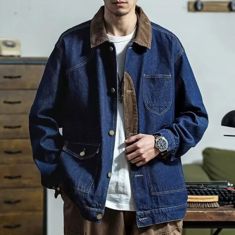 Men's Streetwear Denim Jacket – Retro Design