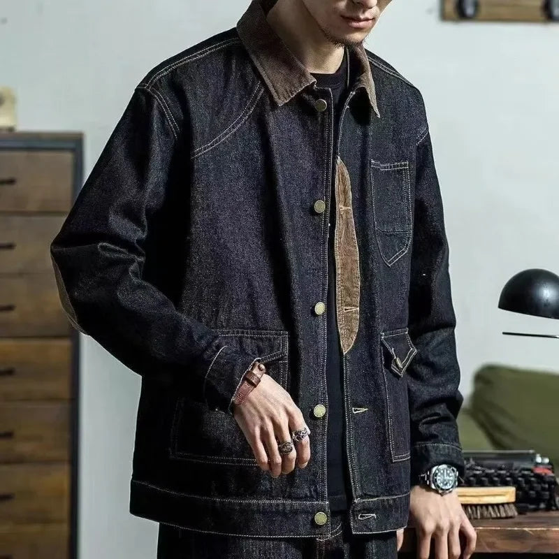 Men's Streetwear Denim Jacket – Retro Design
