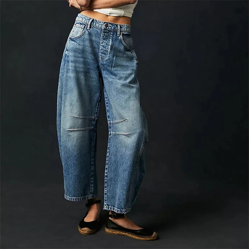 Mid-Rise Wide Leg Jeans – Casual Baggy Denim for Women