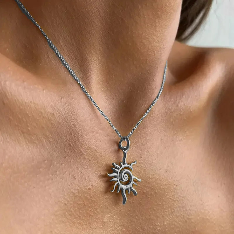 Hollow Out Sun Shape Necklace for Women