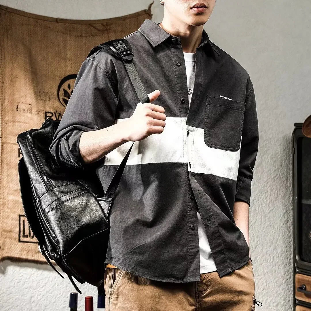 Men's Casual Long Sleeve Button-Up Shirt