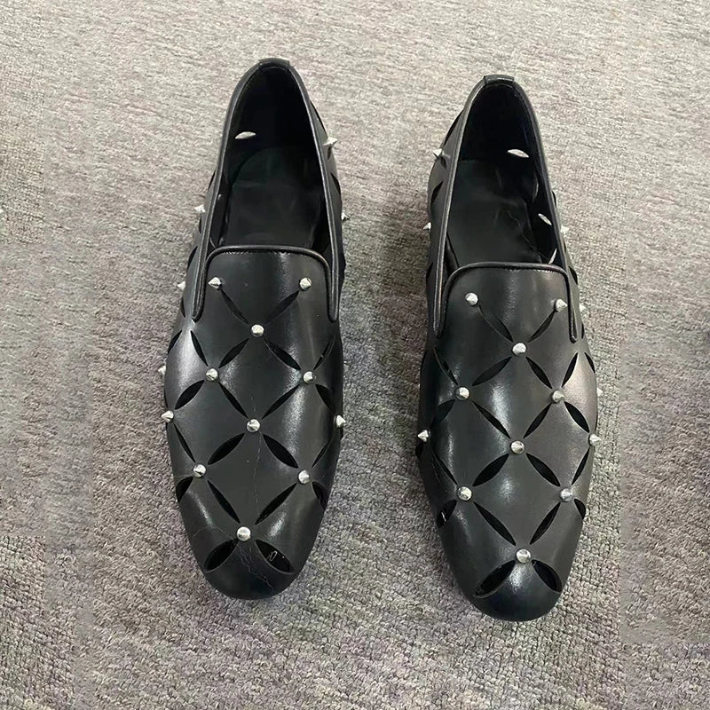 Black Genuine Leather Slip On Loafers for Gentlemen