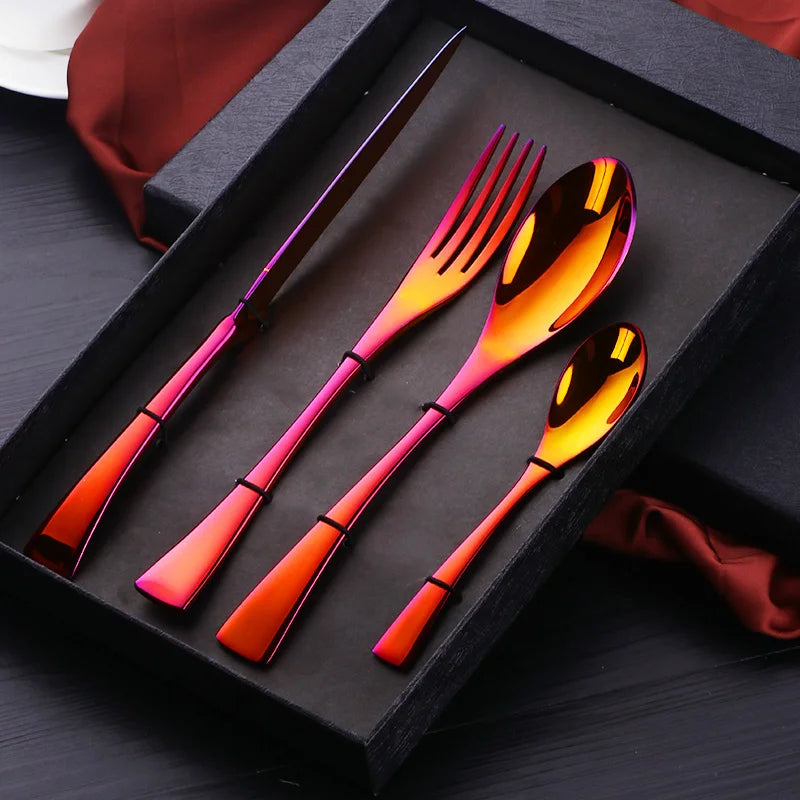 4-Piece Baroque Chromatic Cutlery Set with Gift Box