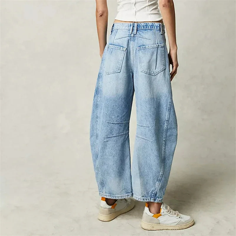 Mid-Rise Wide Leg Jeans – Casual Baggy Denim for Women