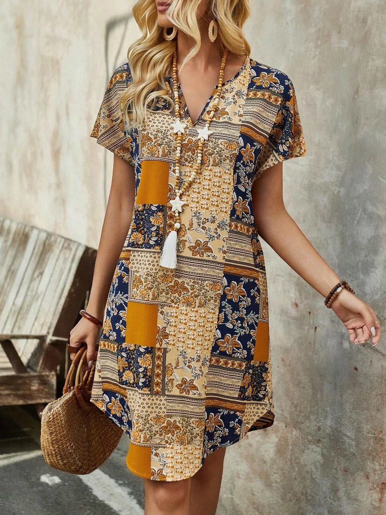 Spring & Summer V-Neck Midi Dress