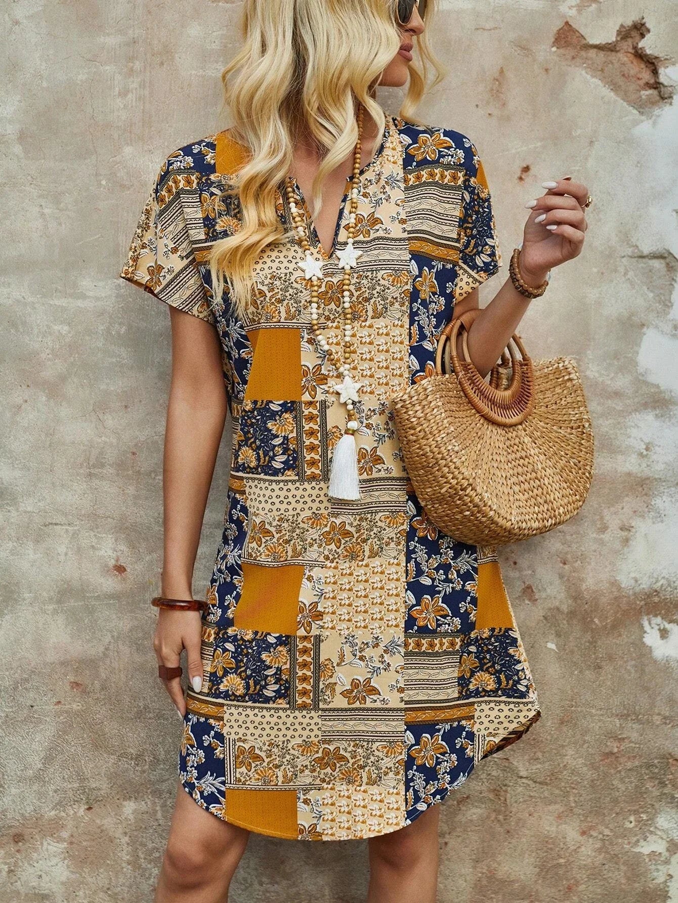 Spring & Summer V-Neck Midi Dress