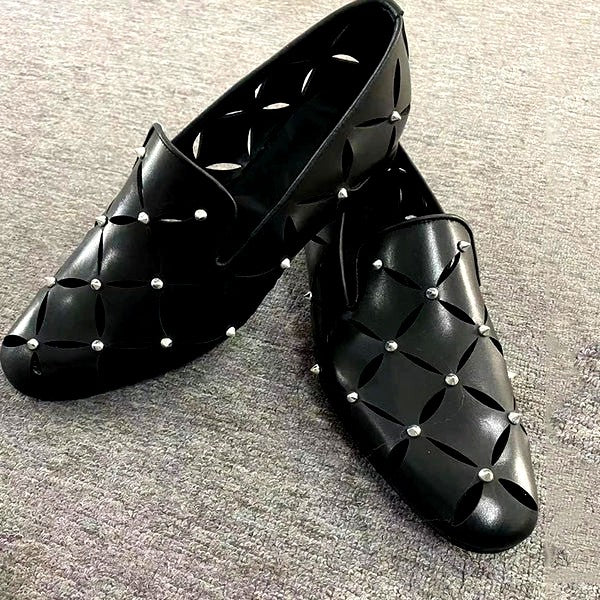 Black Genuine Leather Slip On Loafers for Gentlemen