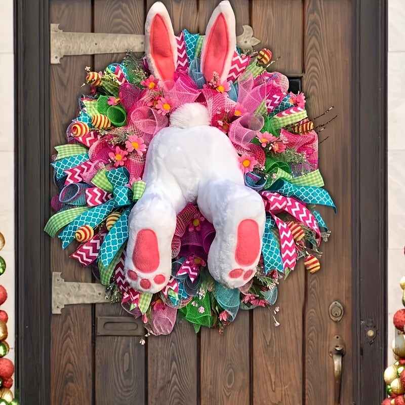 Festive Front Door Easter Bunny Wreath