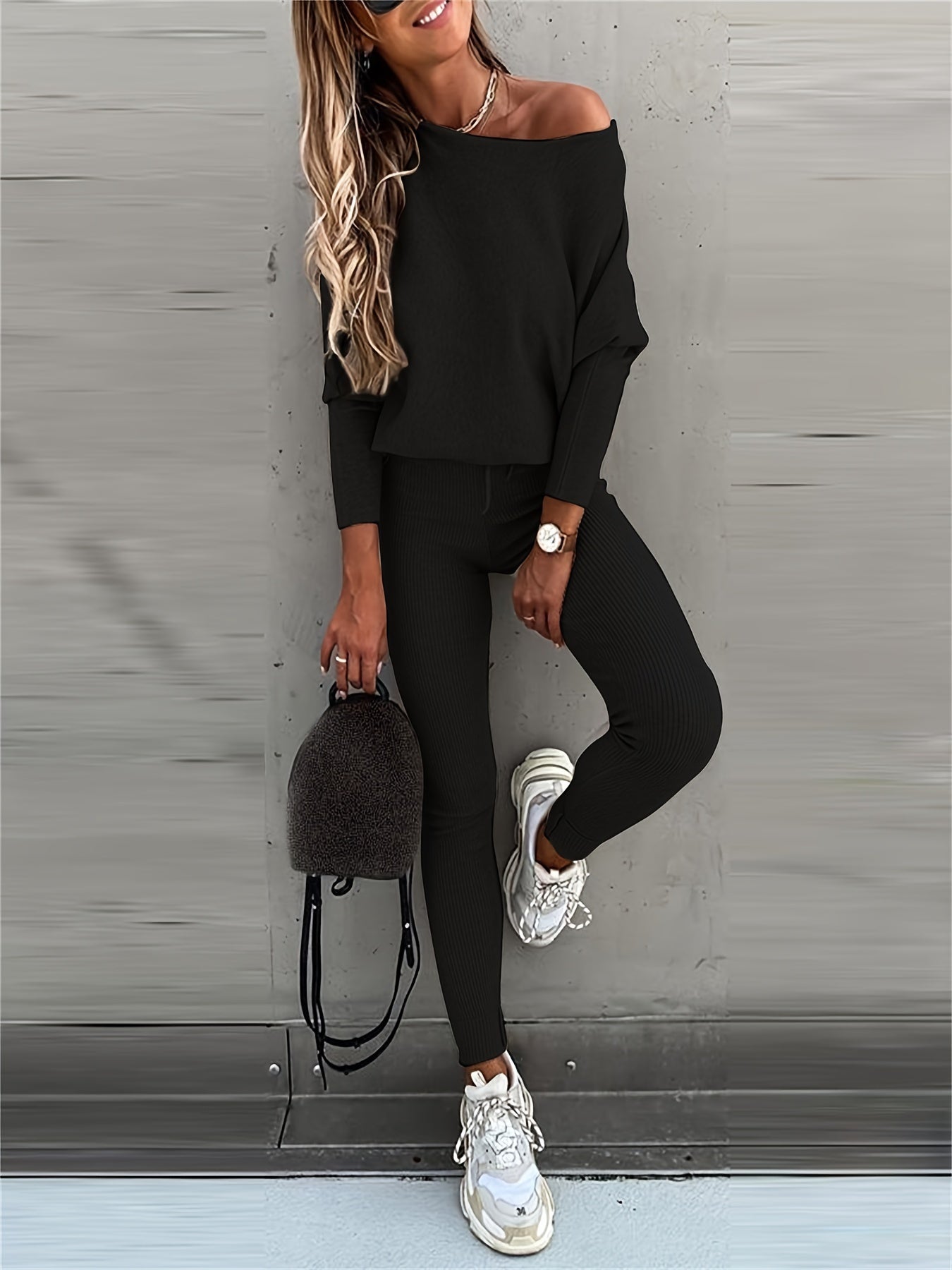 Plain Color Long Sleeve Casual Suit