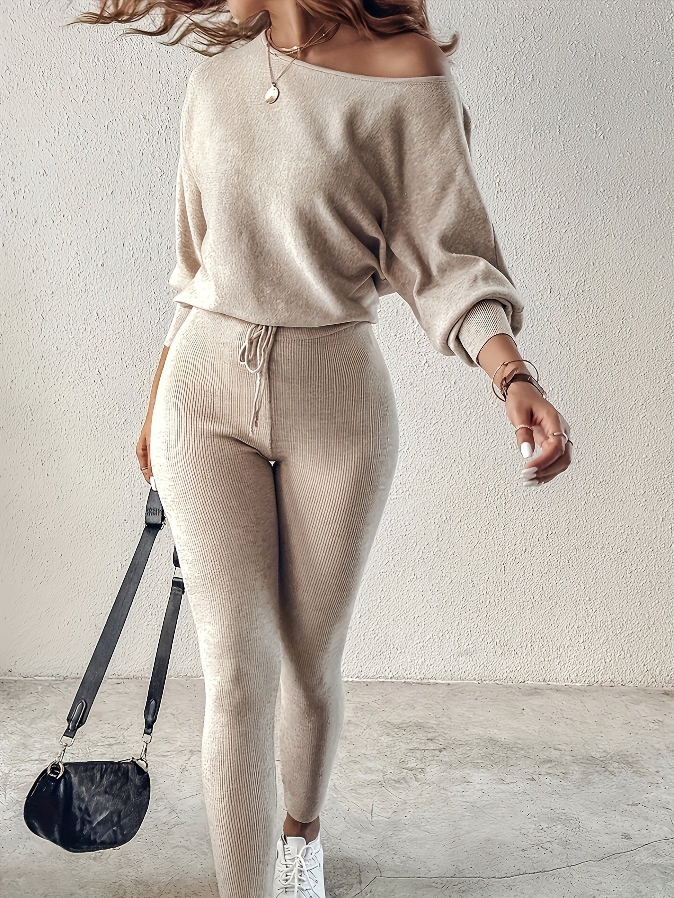 Plain Color Long Sleeve Casual Suit