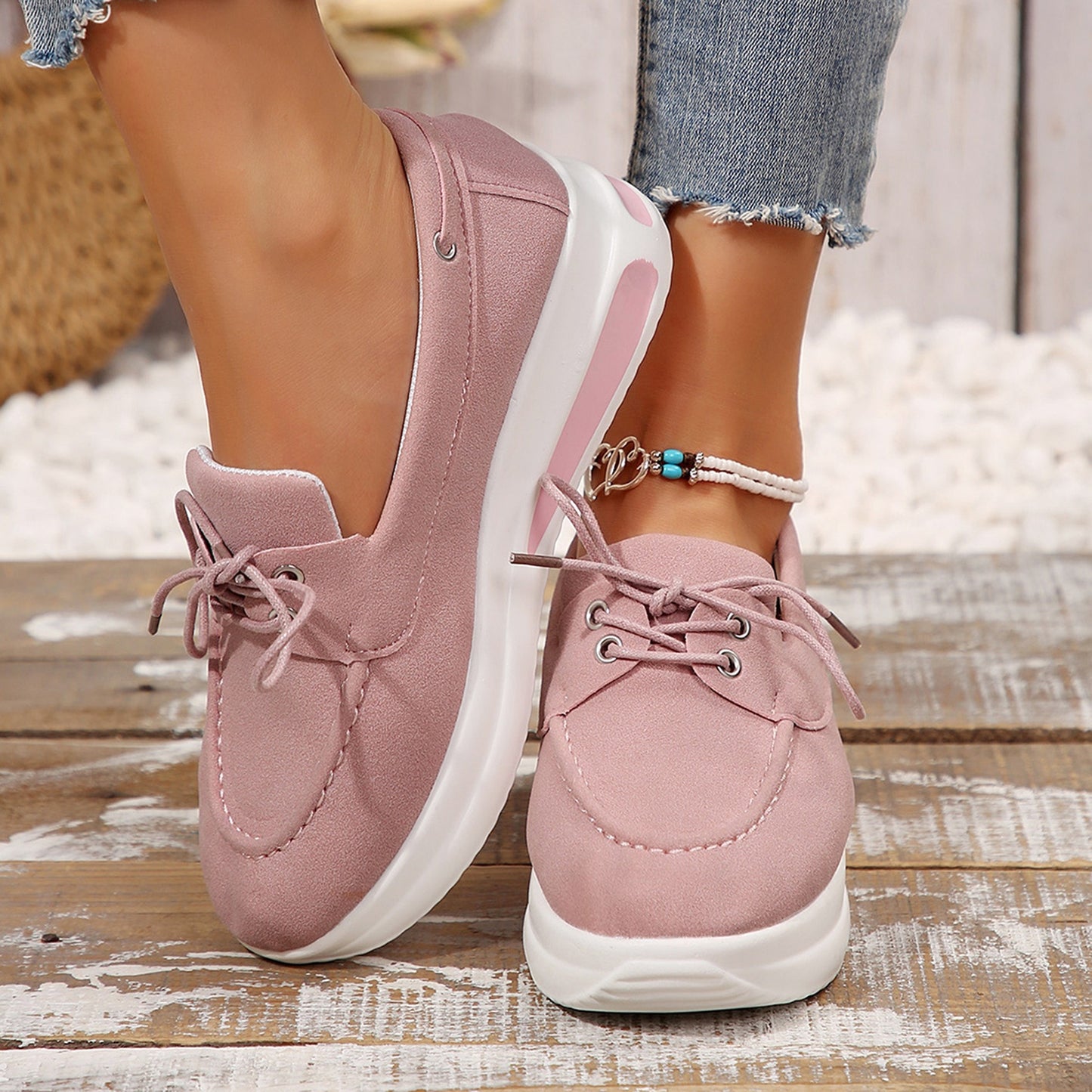 Women's Casual Lace-Up Platform Canvas Sneakers