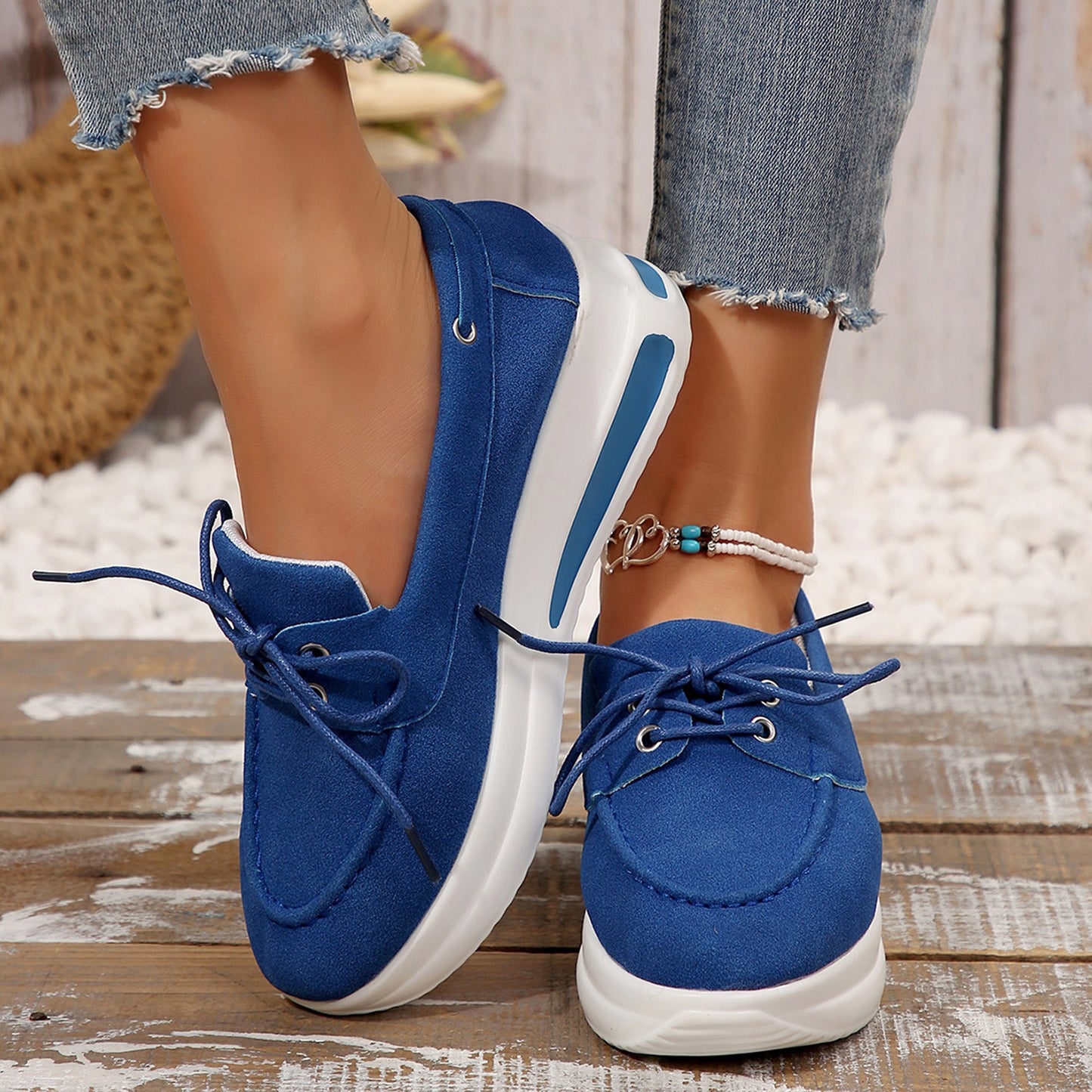 Women's Casual Lace-Up Platform Canvas Sneakers