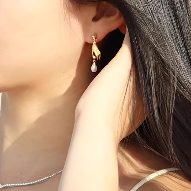 Palm Imitation Pearl Drop Earrings