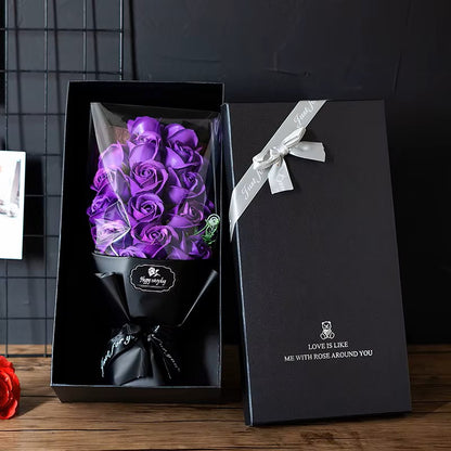 Dark Luxe Roses Bouquet, 18-Piece Premium Artificial with Gift Box