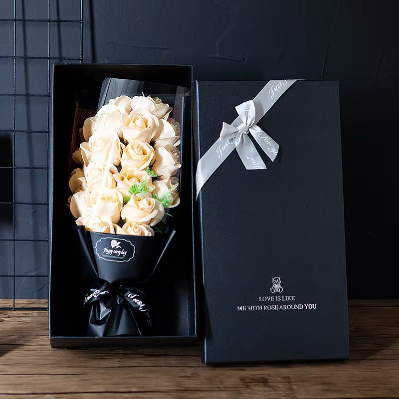 Dark Luxe Roses Bouquet, 18-Piece Premium Artificial with Gift Box