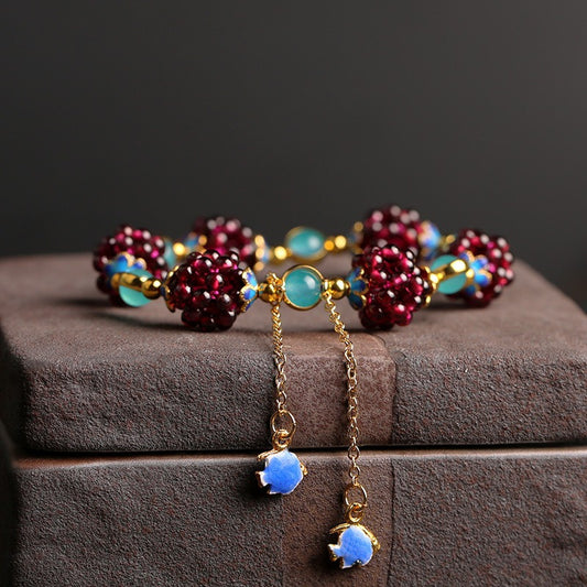 Minimalist Garnet Stone Beaded Bracelet