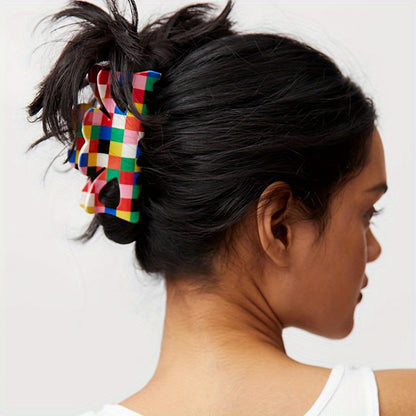 Oversized Colorful Retro Checkered Hair Clip
