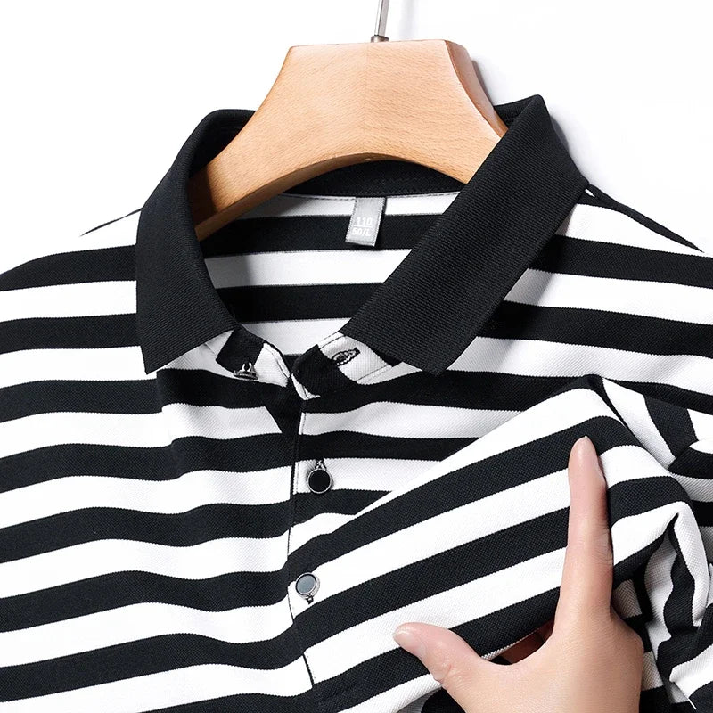 Men’s Striped Short-Sleeve Cotton Polo Shirt