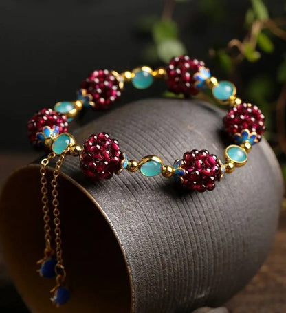 Minimalist Garnet Stone Beaded Bracelet