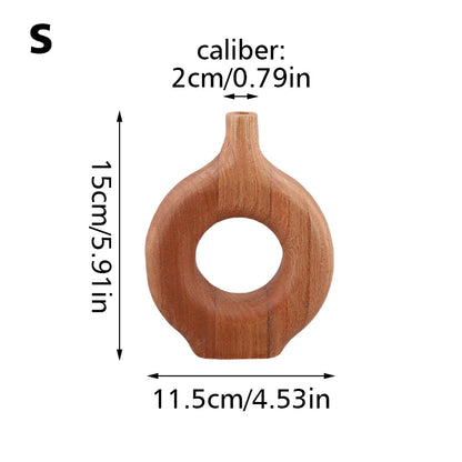Nordic Handcrafted Wooden Torus Vase