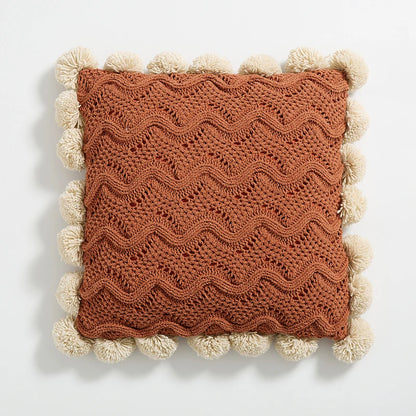 Knitted Pom Pom Decorative Throw Pillow Covers