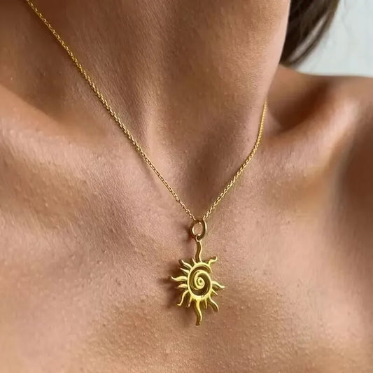 Hollow Out Sun Shape Necklace for Women