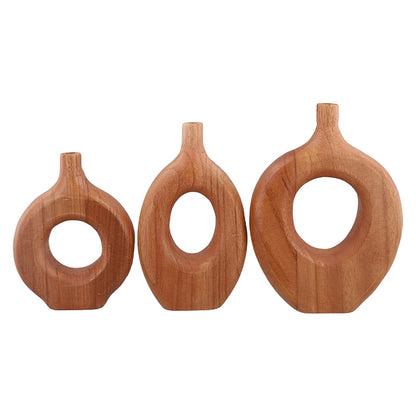 Nordic Handcrafted Wooden Torus Vase