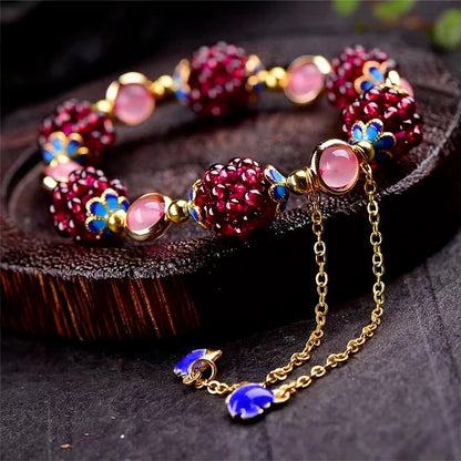 Minimalist Garnet Stone Beaded Bracelet