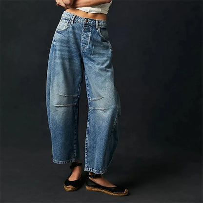 Mid-Rise Wide Leg Jeans – Casual Baggy Denim for Women
