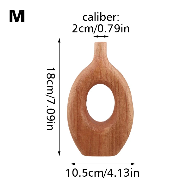 Nordic Handcrafted Wooden Torus Vase
