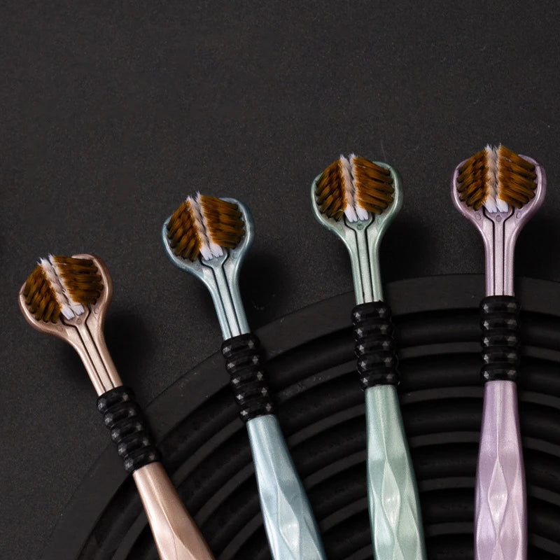 Three-sided Soft Bristle Toothbrush, (4PCS Random Color)
