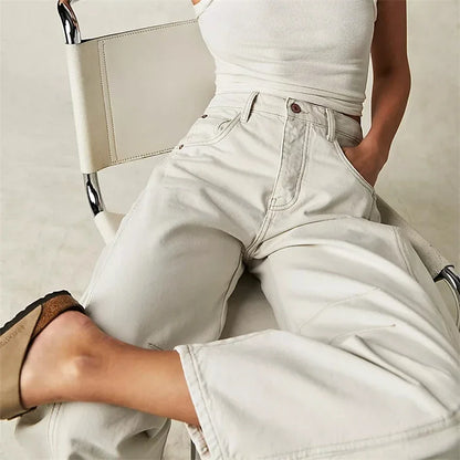 Mid-Rise Wide Leg Jeans – Casual Baggy Denim for Women