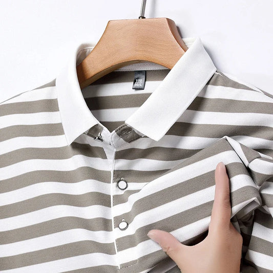 Men’s Striped Short-Sleeve Cotton Polo Shirt
