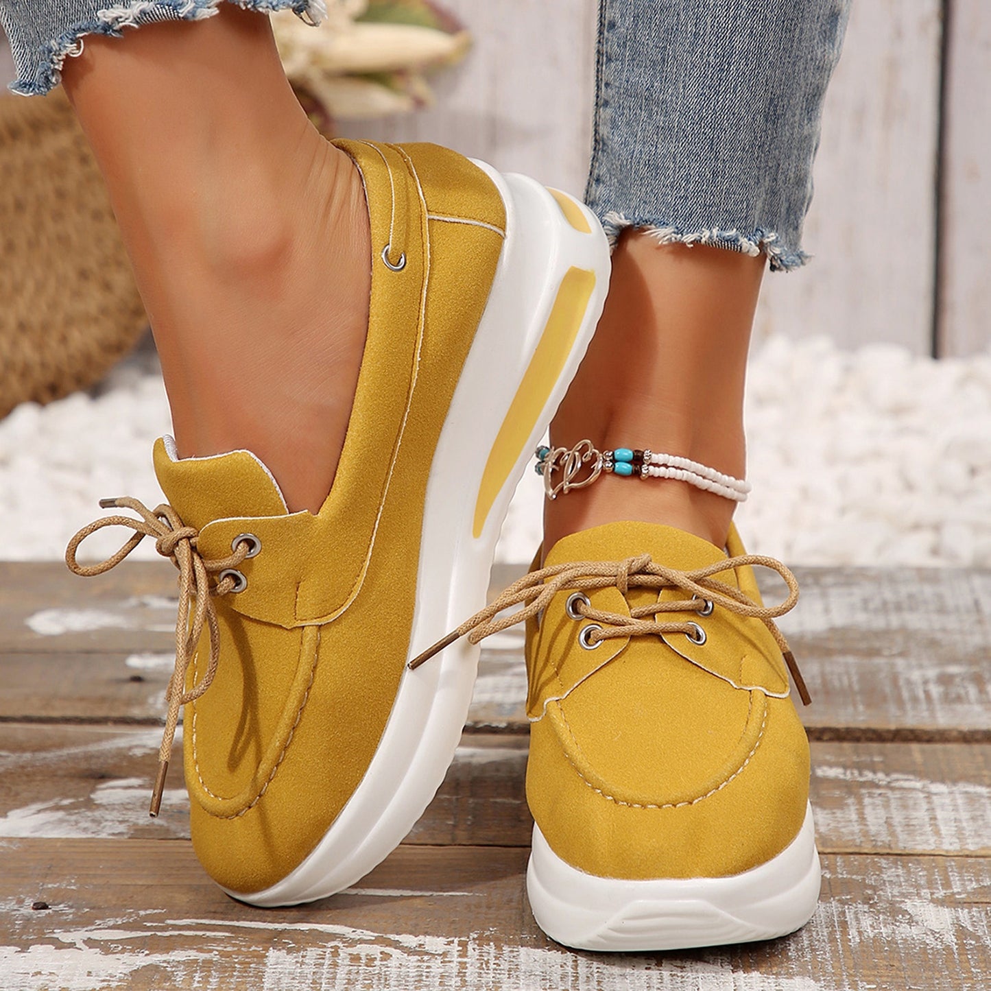 Women's Casual Lace-Up Platform Canvas Sneakers