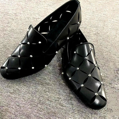 Black Genuine Leather Slip On Loafers for Gentlemen