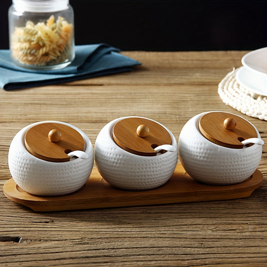 Ceramic Seasoning Jar Ensemble, 3PC Set