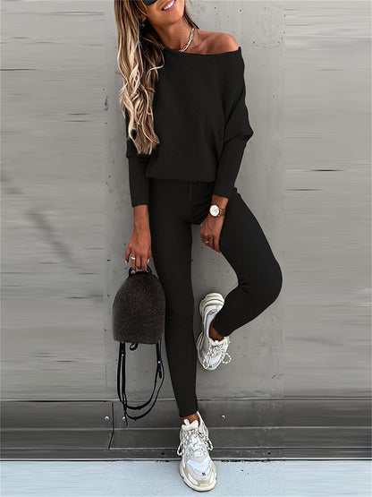 Plain Color Long Sleeve Casual Suit