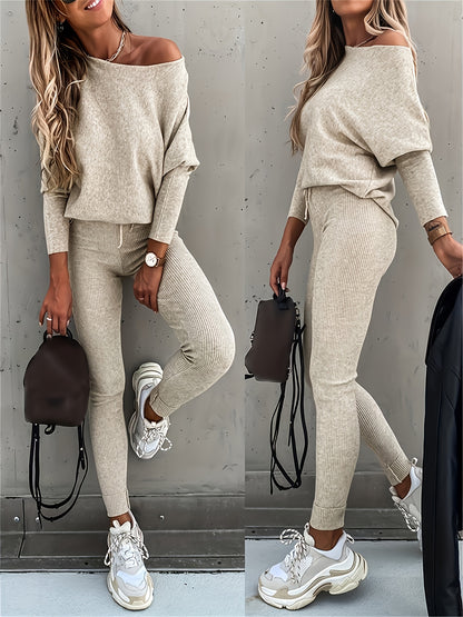 Plain Color Long Sleeve Casual Suit