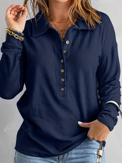 Autumn Lapel Long-Sleeve Tee