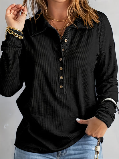 Autumn Lapel Long-Sleeve Tee